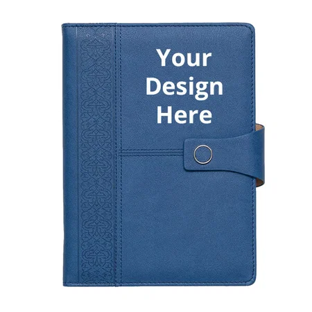 Cobalt Blue Customized A-5 PU Leather Stylish &amp; Durable Hardcover Notebook with Magnetic Flap Closure and Pen Holder