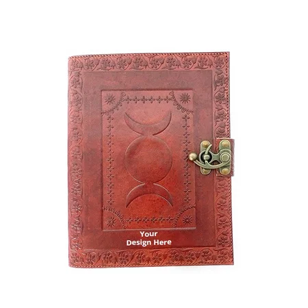 Brown Customized Handmade Leather Diary Notebook with Brass Lock (Unruled, 280 White Pages, Both Side Count, 9"× 7")