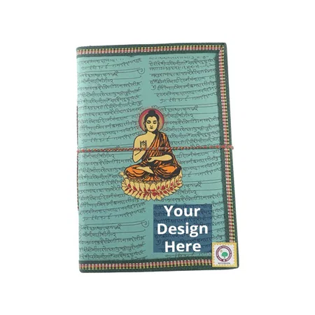Lord Buddha Customized Printed Handmade Leather Journal Notebook Diary with Thread Lock (7" x 10")