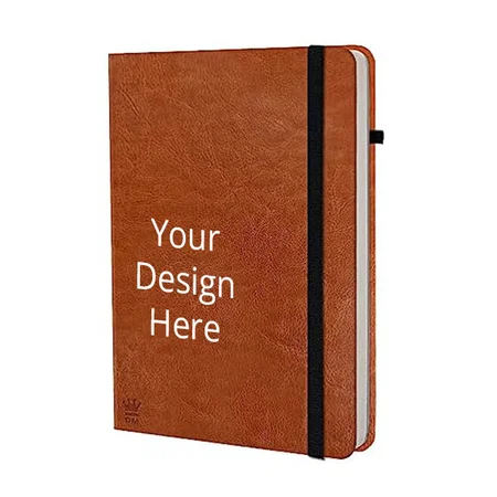 Brown Customized  PU Notebook Undated Diary, A5 Size Notebook Journal Diary with 192 Ruled Pages
