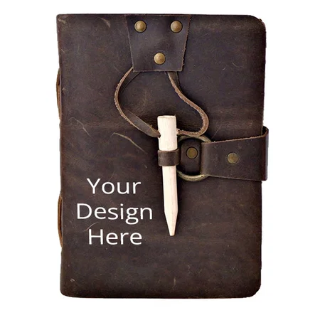 Brown Customized Leather Bound Journal Large Writing Notebook (200 Handmade Pages with 5 x 7 inch)