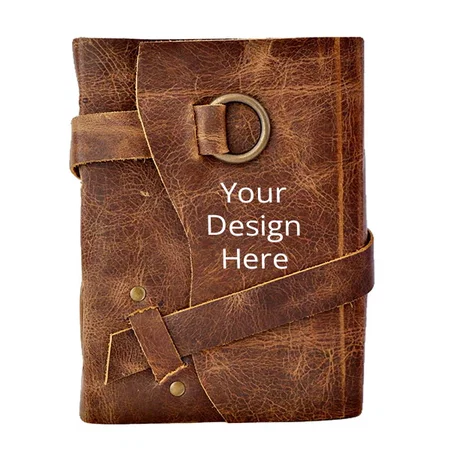 Brown Customized Leather Bound Journal Large Writing Notebook (200 Handmade Pages with 5 x 7 inch)