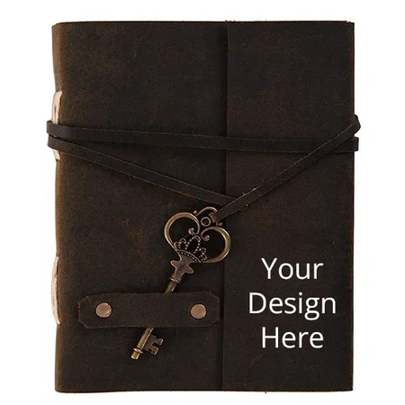 Dark Brown Customized Handcrafted Belt Lock Journal Leather Diary (200 Pages-120 GSM)