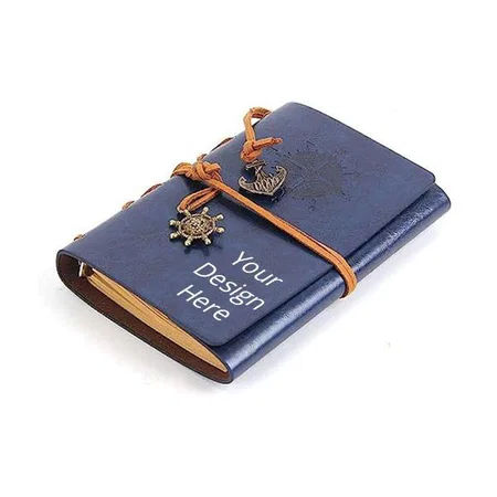 Royal Blue Customized Leather Writing Journal Notebook Unlined Paper, Classic Embossed