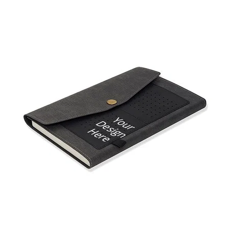 Black Customized Leather Executive Diary with Pen Loop and Card Holder I A5 I Vegan Leather I 192 Ruled Pages I 80 GSM