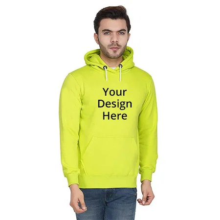 Neon Green Customized Men's Poly Cotton Hoodie
