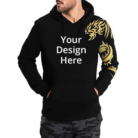 Black Customized Men's Cotton Round Neck Sweat Shirt