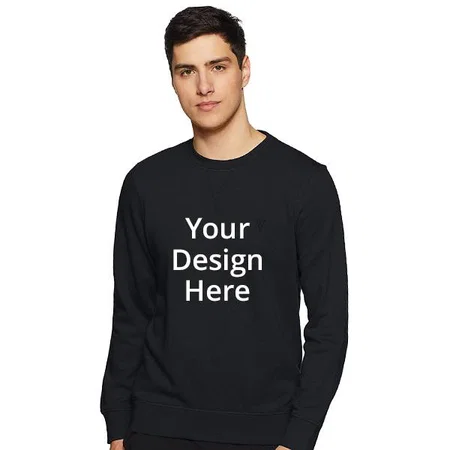 Black Customized Van Heusen Athleisure Men's Cotton Round Neck Sweatshirt