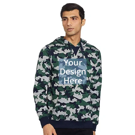 Olive Customized Men's Cotton Hooded Sweatshirt