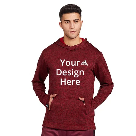 Red Customized Adidas Men's Polyester Hooded Neck Sweatshirts