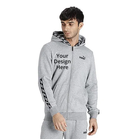 Grey Customized PUMA Men's Casual Hoodie