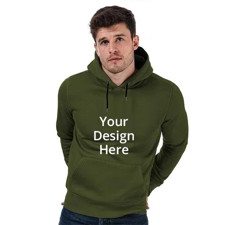 Dark Green Customized Plain Hoodie/Sweatshirt For Men