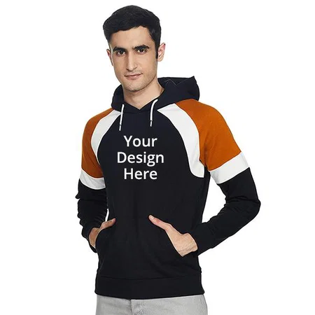Black Customized Red Tape Men Hoodie