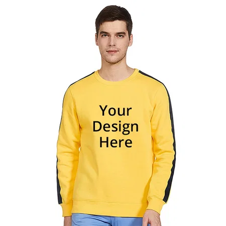 Yellow Customized Men's Cotton Hooded Neck Sweatshirts