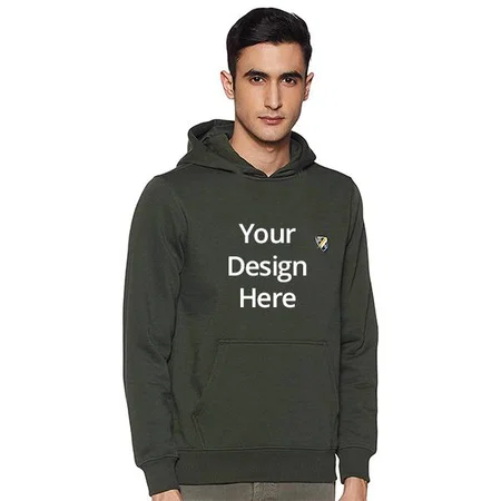 Green Customized Men's Cottonblend Hooded Neck Hoodie