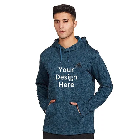 Blue Customized Adidas Men's Polyester Hooded Neck Sweatshirts