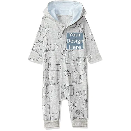 Grey Customized Boy's Regular Fit Romper Suit Tiny Baby (Upto 3.4 KG))