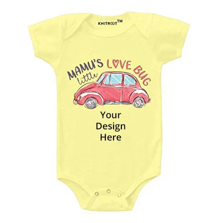Lime Yellow Customized Unisex Baby Romper Half Sleeve Neck (0-3 Months)