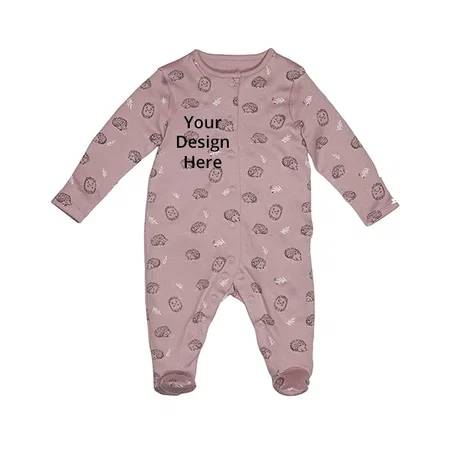 Dark Purple Customized Newborn Baby Front Open Long Sleeve 100% Cotton Unisex Sleep Suit/Romper/Jumpsuit (3-6 Months)