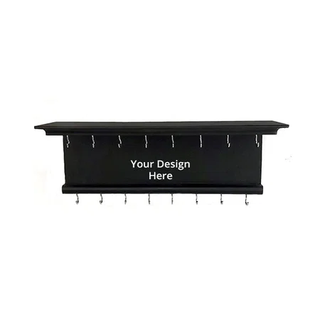 Black Customized Wall Mounted Wooden Wall Shelf Cum Key Holder Key Hanger Organizer for Living Room Wall Decor Home Office