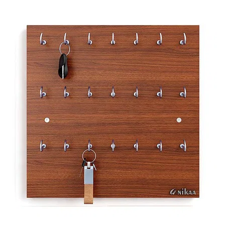 Walnut Customized Key Hanger Engineered Wood Key Holder Stand/ Wall Hooks Stand/ Plain Key Holder for Home Office/ Wall Mounted Key Holder/ Key Hold/ Key Chain Hanging Board/ Wall Hanging Keyholder