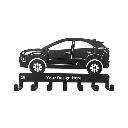Black Customized Metal Key Holder for Wall Keychain Hanger Size (25 X 12 X 2.5 CM) 7 Hooks