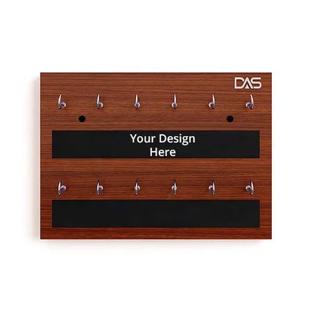 Brown Customized Wall Mounted Home Décor Key Chain Holder/Organizer Key Hooks Classic Walnut (12 Hooks)- Dex