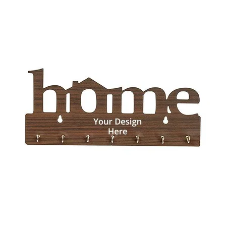 Brown Customized Home Keys Wooden Key Holder (29 cm x 13.5 cm x 0.4 cm), Pack of 7 Hooks