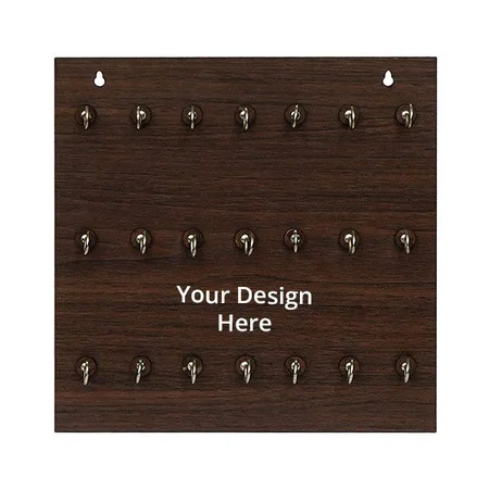 Brown Customized Wooden Premium Key Chain Wall Hanging Key Holder- 21 Hooks