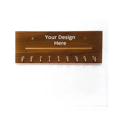 Brown Customized Key Holder for Wall with Eight Hooks for Home &amp; Office/Wall Mounted Key Holder/Wall Hanging Key Holder