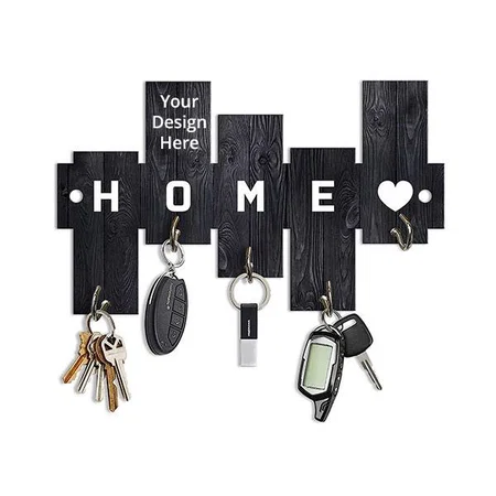 Black Customized Key Holder for Home Wall Decor with Stylish Stainless Steel 5 Hooks Beautiful Decorative Key Organizer | Home Decor | Wall Decoration