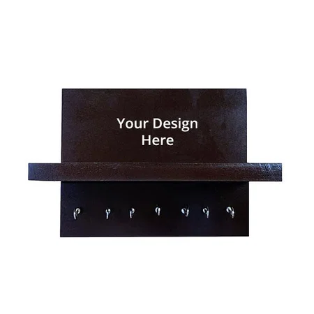 Brown Customized Key Holder for Home | Wooden Key Stand for Wall | Car Key Hanger 7 Hooks
