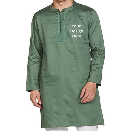 Olive Customized Men's Solid Kurta