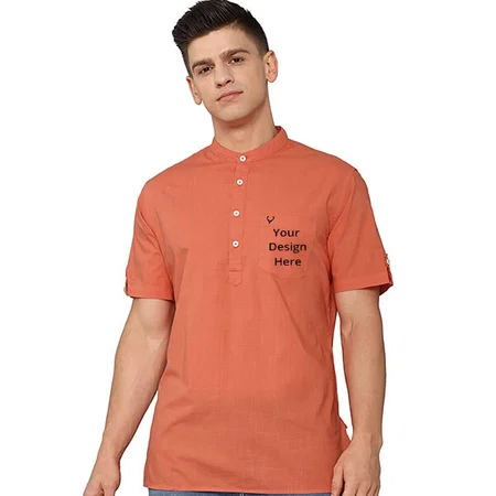 Orange Customized Allen Solly Men's Cotton Regular Kurta