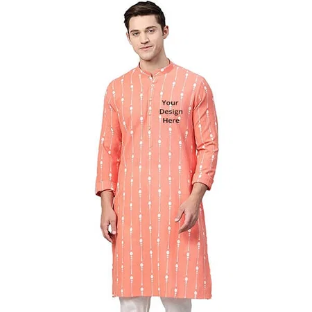 Peach Customized Straight Kurta with Pyjama
