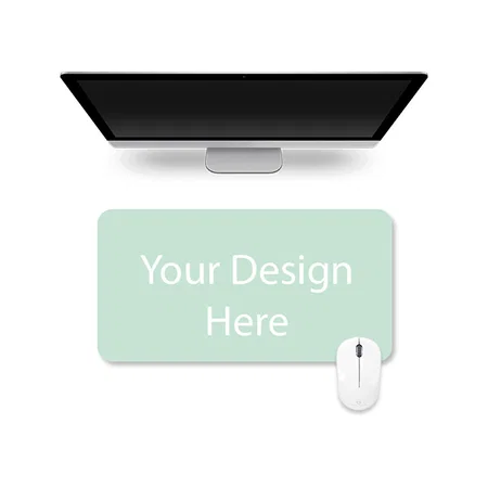 Mint Green Customized Non-Slip Desk Pad, Mouse Pad, Waterproof PVC Leather Desk Table Protector, Ultra Thin, Large Desk Blotter, Easy Clean Laptop Desk Writing Mat (23.6" x 13.7")