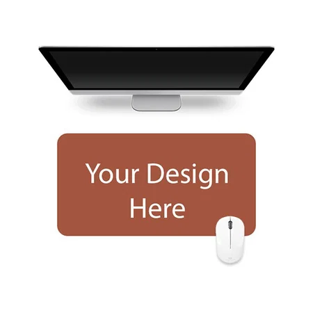 Brown and Grey Customized Office Desk Pad, Ultra Thin Waterproof PU Leather Mouse Pad, Dual Use Desk Writing Mat (60 x 30 cm)