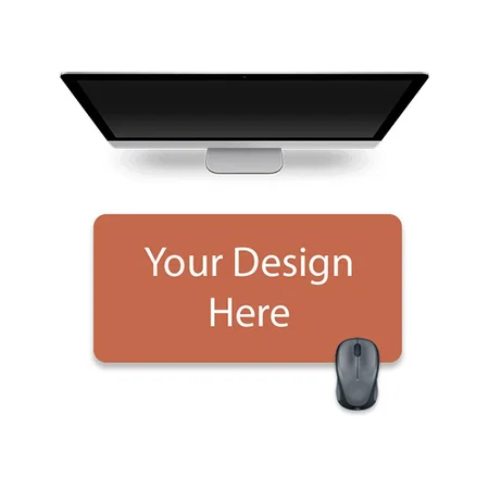 Brown and Grey Customized Gaming Mouse Pad, Double Sided Mouse Mat, Waterproof PU Leather Desk Mouse Pad for Laptop, Desk Protector for Office (600mm x 300mm x 3mm)