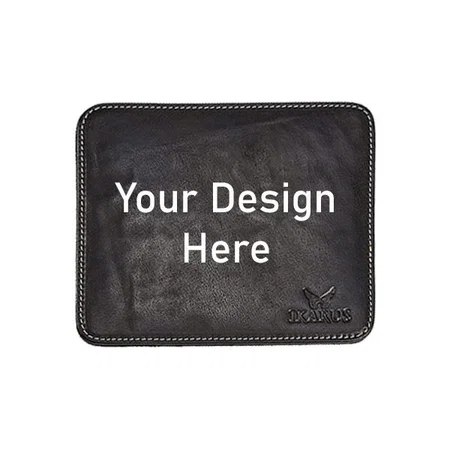 Black Customized Genuine Leather European Design Mouse Pad