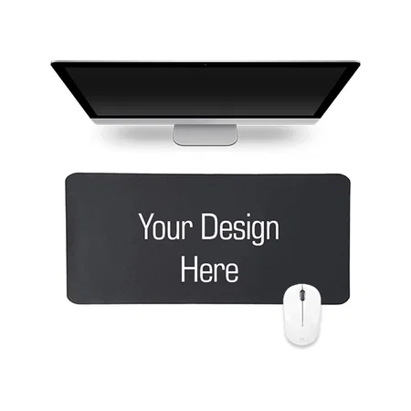 Black Customized Desk Pad, Large Mouse Pad, Office Desk Mat, PU Leather Desk Blotter, Laptop Desk Mat, Waterproof Desk Writing Pad for Office and Home, Single-Sided (Black, 80 x 40 cm)