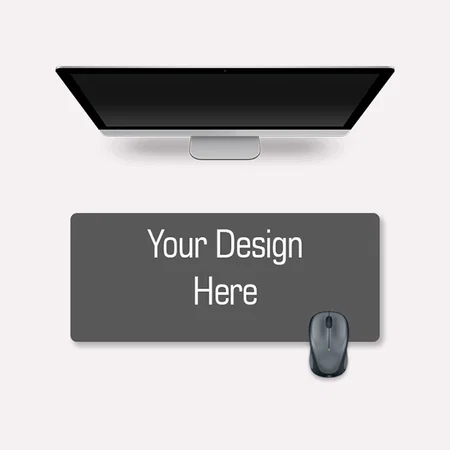 Grey Customized Office Desk Mouse Pad, Ultra Thin Waterproof PU Leather Mouse Pad, Dual Use Desk Writing Mat for Office/Home (90 cm x 45 cm)