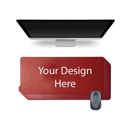 Maroon Customized  Leather Desk Mat for Work from Home/Office/Gaming | Premium Vegan Leather | Hand-Crafted with Soft-Grain, Pebbled Leatherite