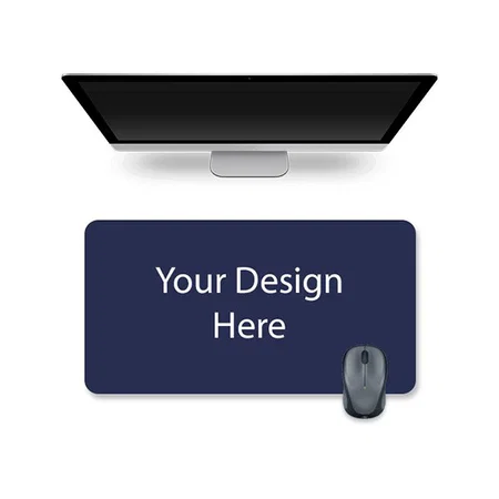 Dark Blue Customized Leather Desk Mat Protector, Mouse Pad, Office Pad, Computer Office Desk Mat, Non-Slip | Reversible Dual-side Vegan Leather Desk Blotter (Size - 35.4" x 17.7")