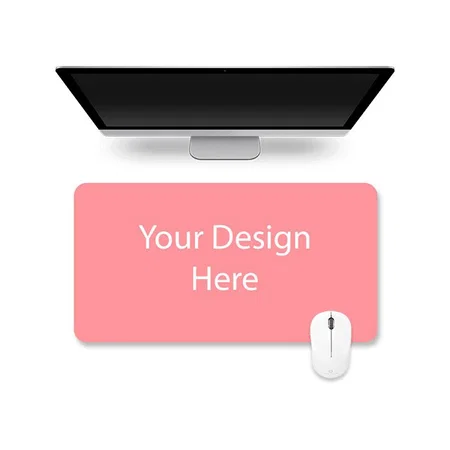 Pink Customized Leather Desk Pad Protector, Mouse Pad, Office Pad, Non-Slip, Reversible, Dual-side Vegan Leather Desk Blotter (Size - 35.4" x 17.7")