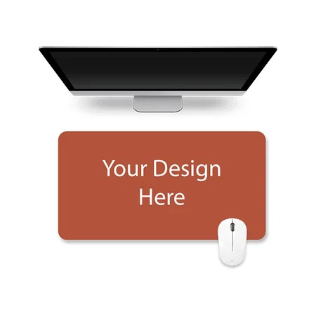 Brown Customized Leather Desk Pad Protector, Mouse Pad, Office Pad, Computer Office Desk Mat, Non-Slip, Reversible, Dual-side Vegan Leather (Size - 35.4" x 17.7")