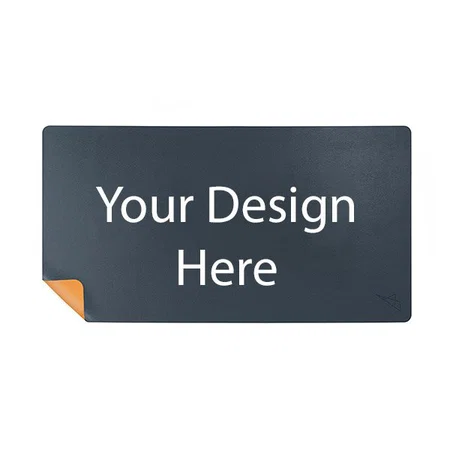 Navy Blue &amp; Brown Customized Desk Mat | Extended Mouse Mat for Work from Home, Office, Gaming | Vegan PU Leather Texture | Anti Skid | Anti Slip | Reversible | Splash Proof