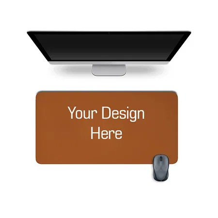 Brown Customized Mouse Pad, Deskmat Extended for Work from Home/Office | Gaming Mouse Pad | Vegan PU Leather | Anti-Skid, Anti-Slip, Reversible Splash-Proof (60x35 cms)