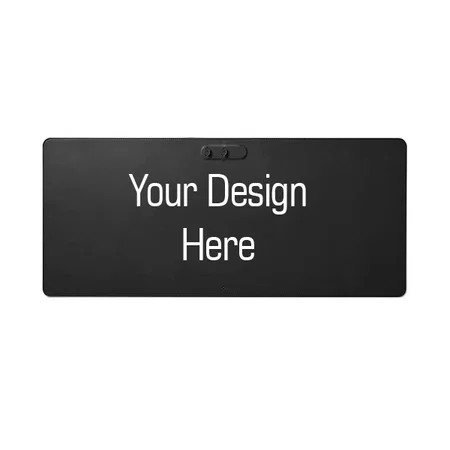 Black Customized Premium Vegan Leather Extended XXL Mouse Pad / Desk Pad (900mm x 400mm) with Magnetic Cable Holder