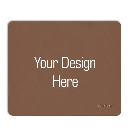 Light Brown Customized Mouse Pad for Work from Home/Office | Anti-Skid, Anti-Slip, Vegan Leather Top, Rubber Base | Splash Proof