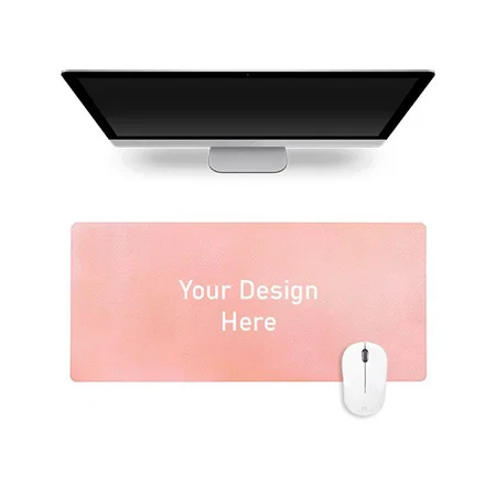 Pink Customized Desk Mousepad Extended Waterproof Microfiber Gaming Keyboard Waterproof Pu Leather, Rectangle, One Side Mouse Pad (60x30 cm)